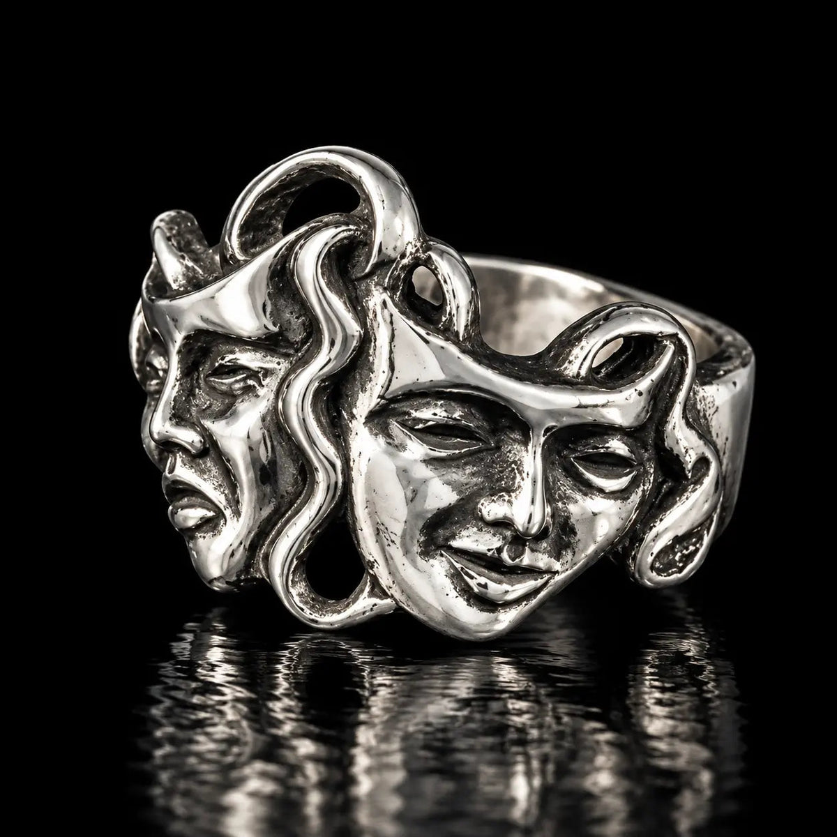 Comedy Tragedy Ring – Sterling Silver - Curiouser Collective