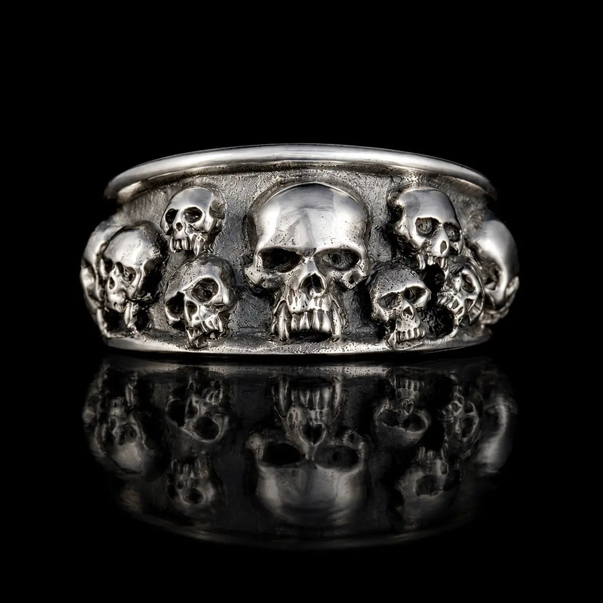 13 Apostles Skull Ring - Handmade Sterling Silver Jewellery, UK Crafted - Curiouser Collective