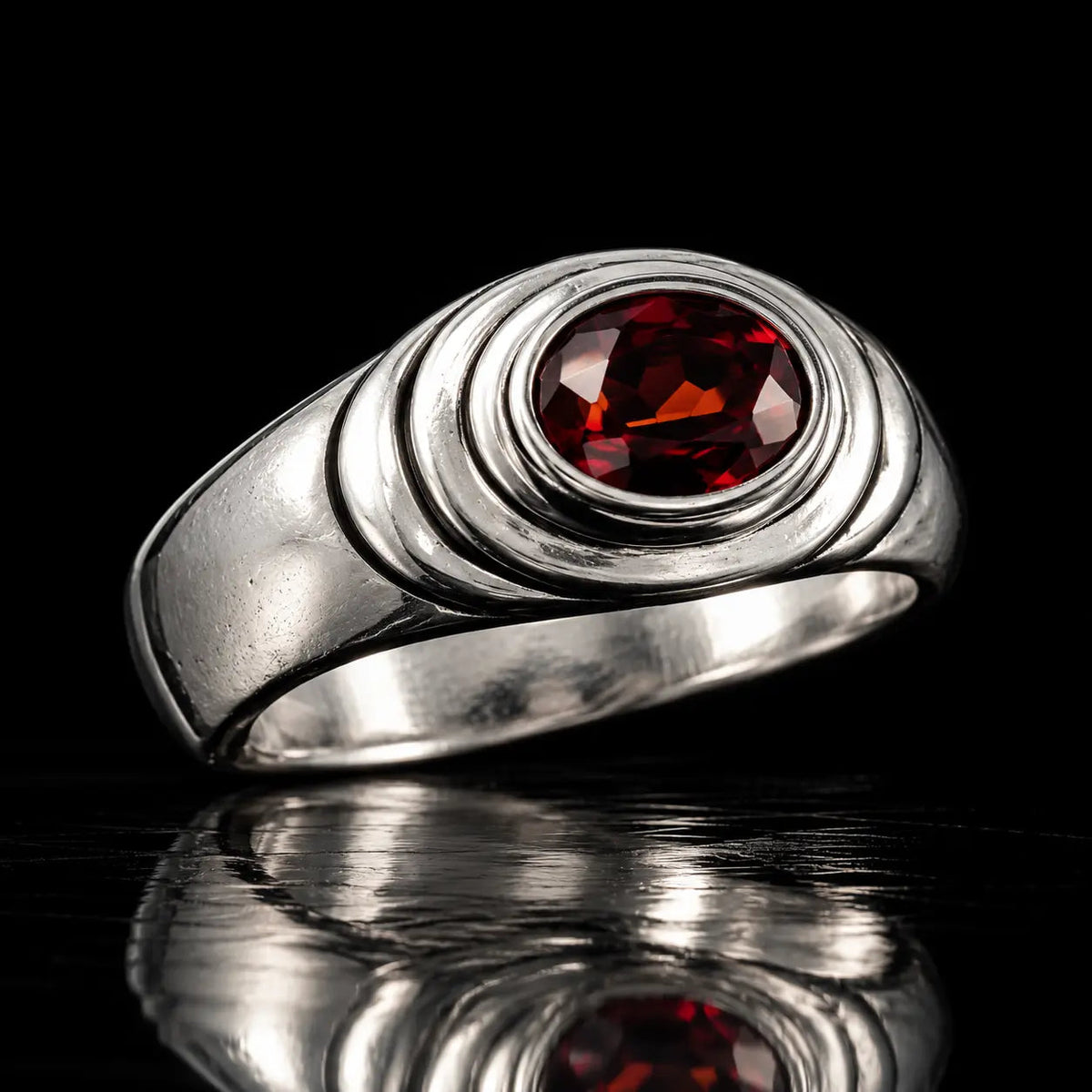 2 Tier Ring - Garnet - Curiouser Collective