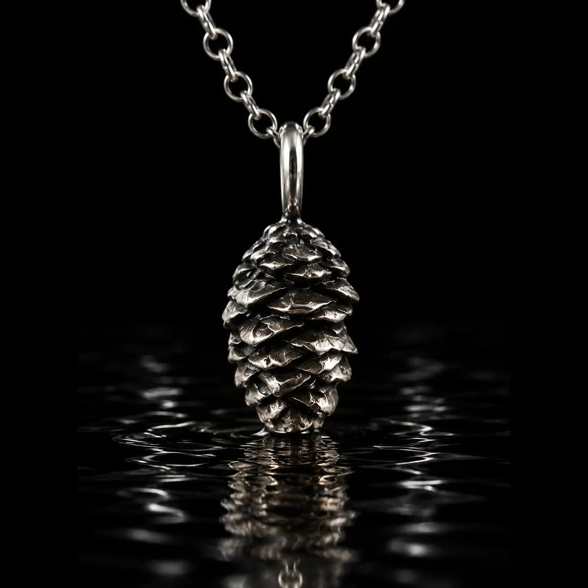 Baby Cedar Cone Pendant - Solid 925 Sterling Silver - Curiouser Collective