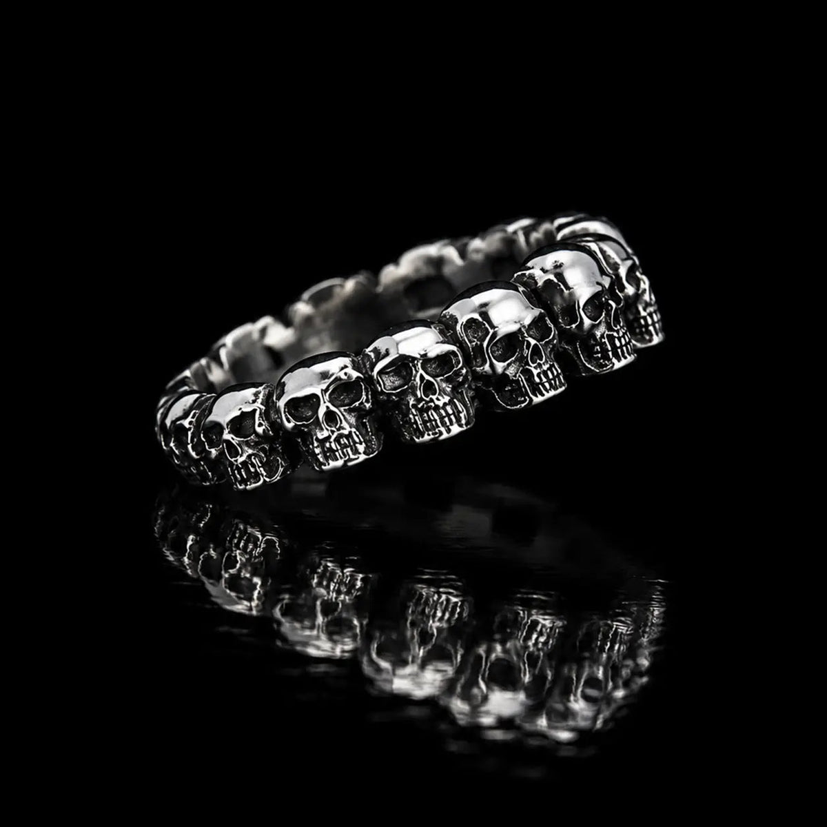 Band of Small Skulls Ring - Sterling Silver - Curiouser Collective