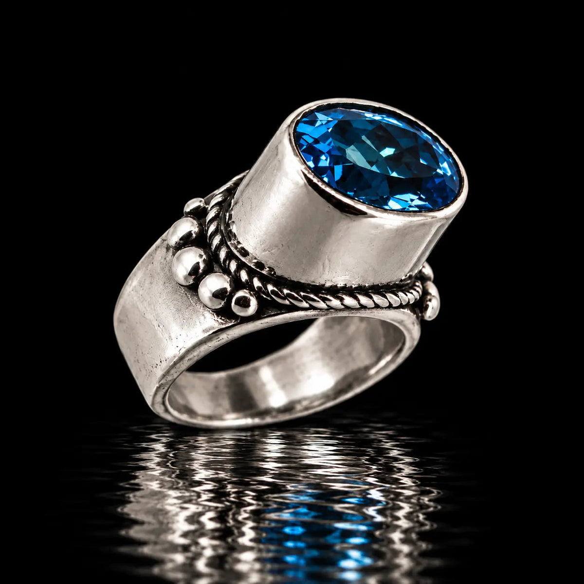 BLUE TOPAZ SILVER RING - Curiouser Collective