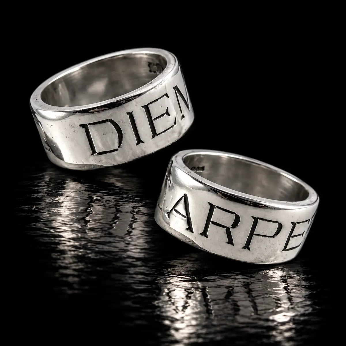 CARPE DIEM - Silver Thick Band Ring - Curiouser Collective