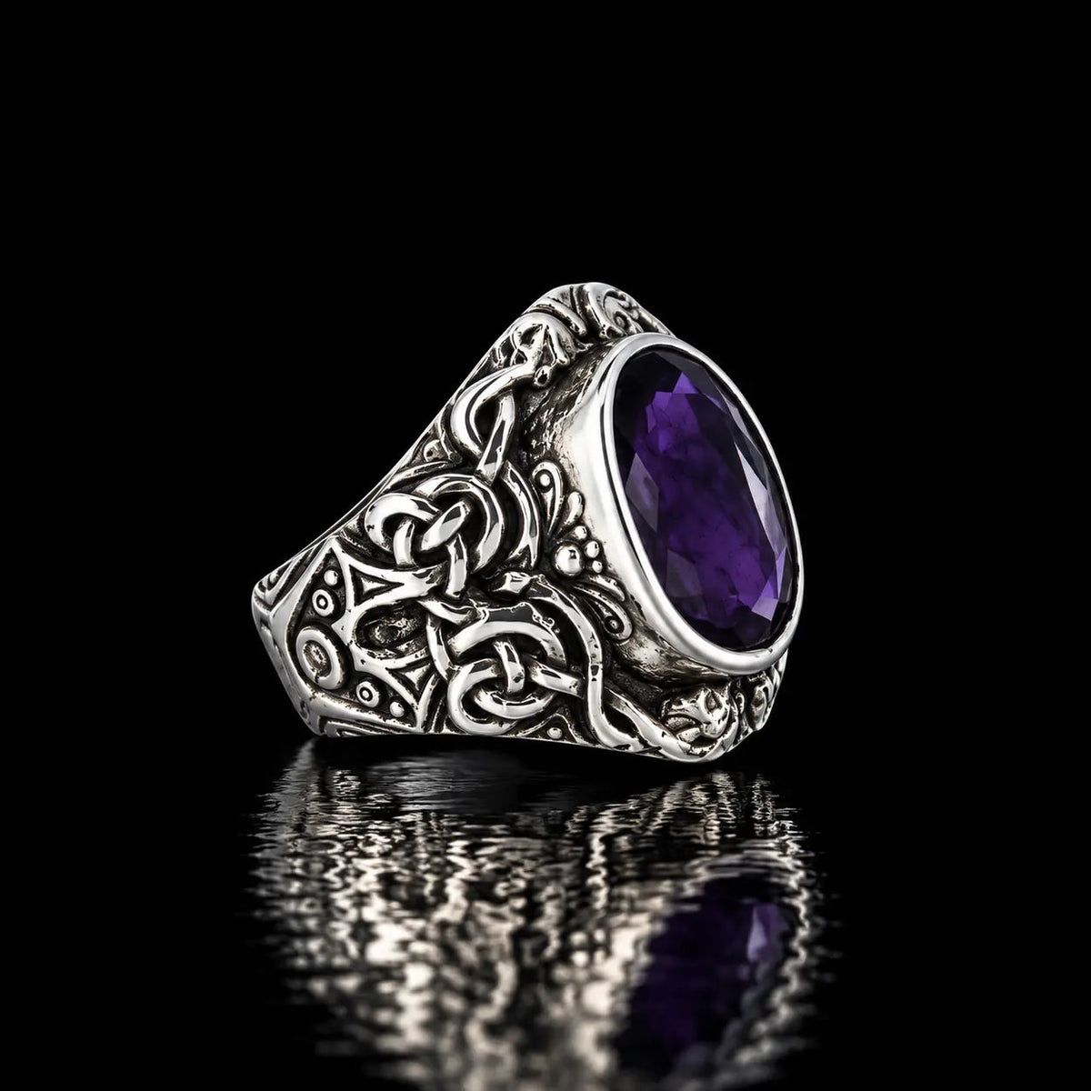 Celtic Amethyst Stone Ring - Curiouser Collective