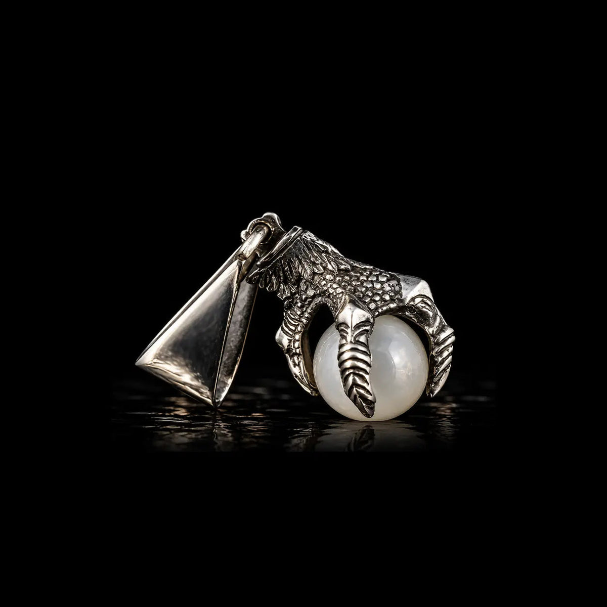 Eagle Claw Pendant with Black Moonstone - Curiouser Collective