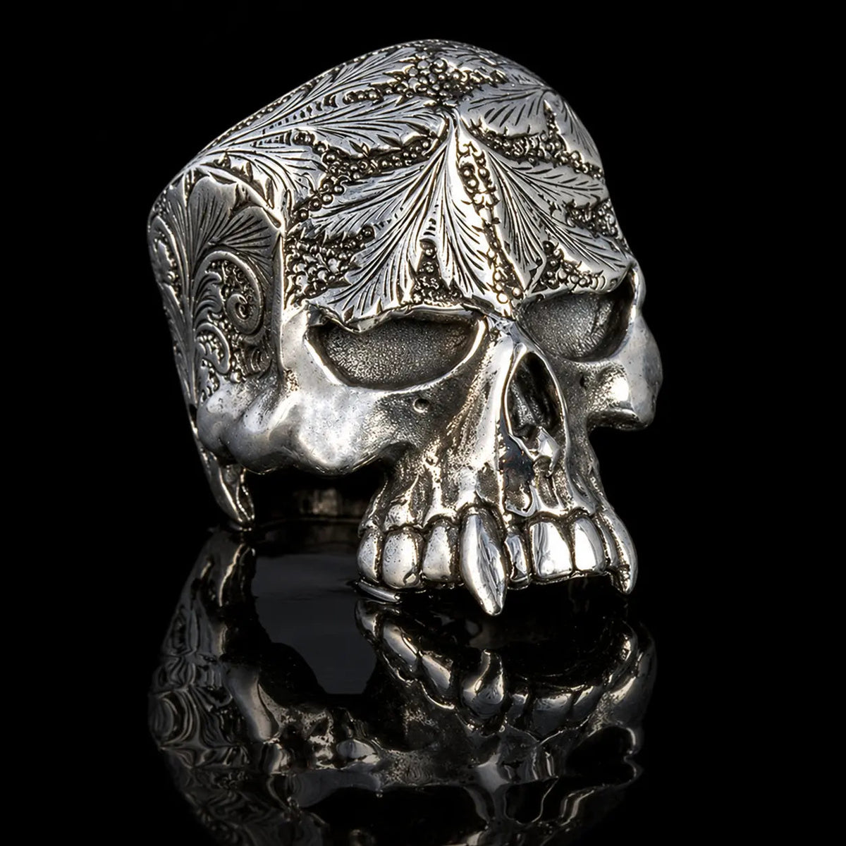Engraved Skull Ring - Curiouser Collective