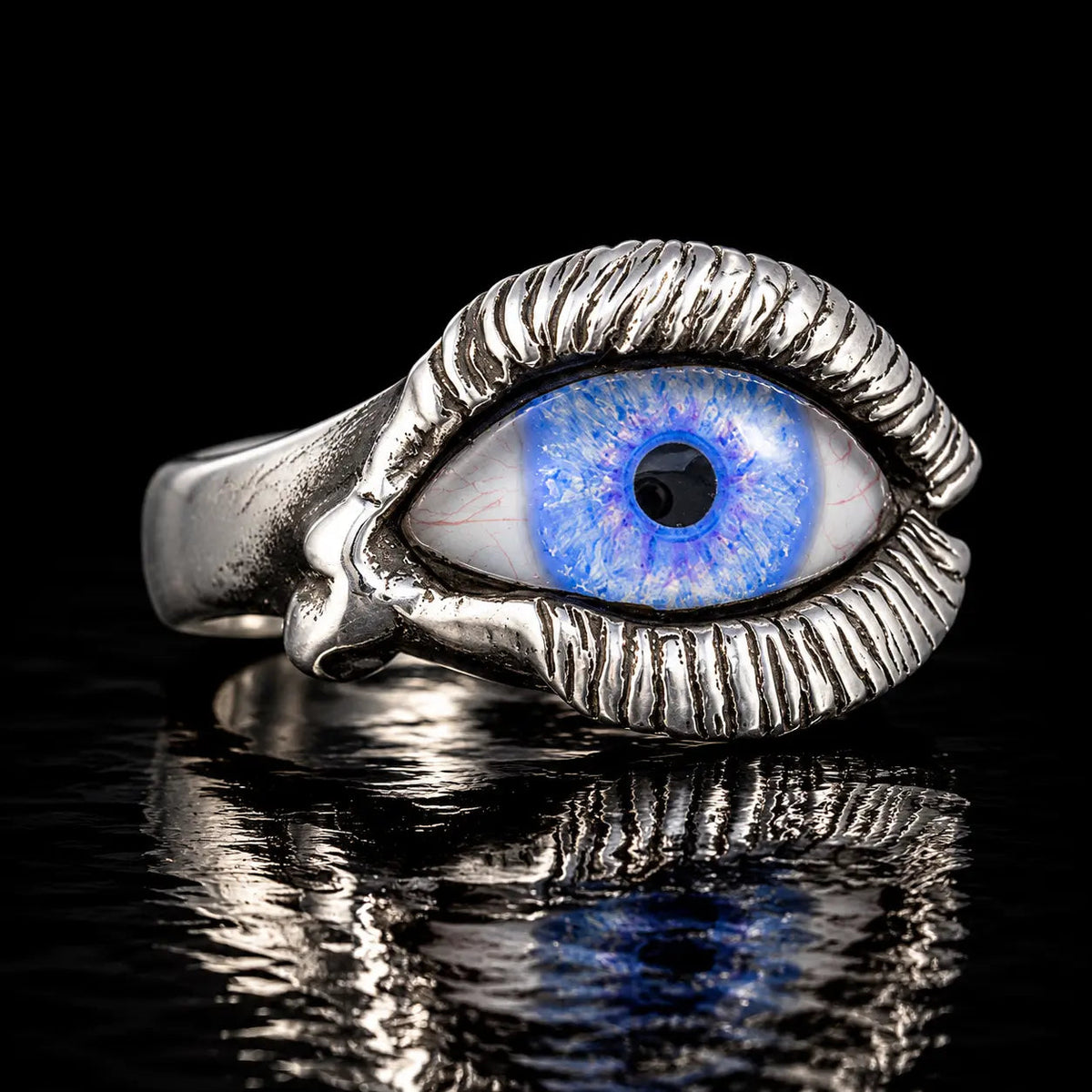 Eye Ring - long eyelash & tear - Blue - Curiouser Collective