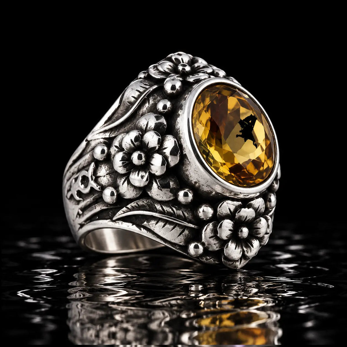 Faceted Citrine Flower Ring - Curiouser Collective
