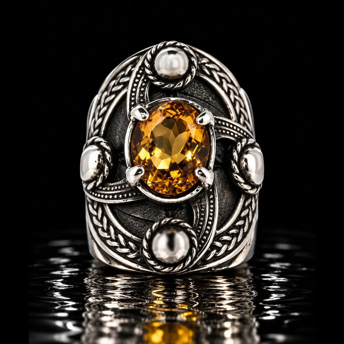 Faceted Citrine Shield Ring - Curiouser Collective