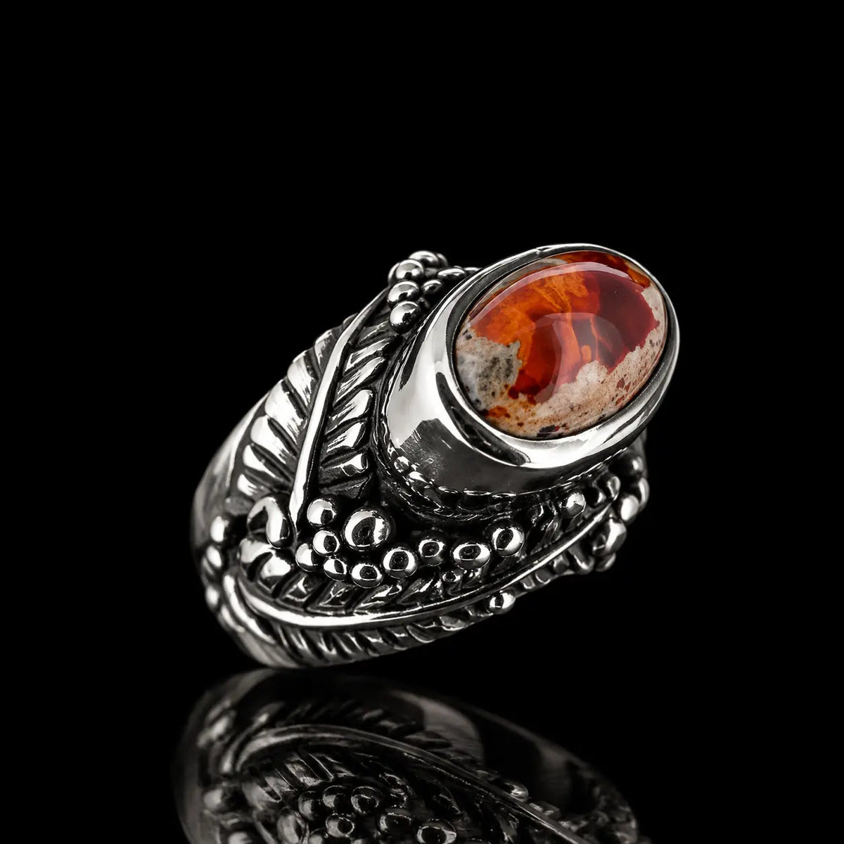 Fern Ring Mexican Fire Opal - Curiouser Collective