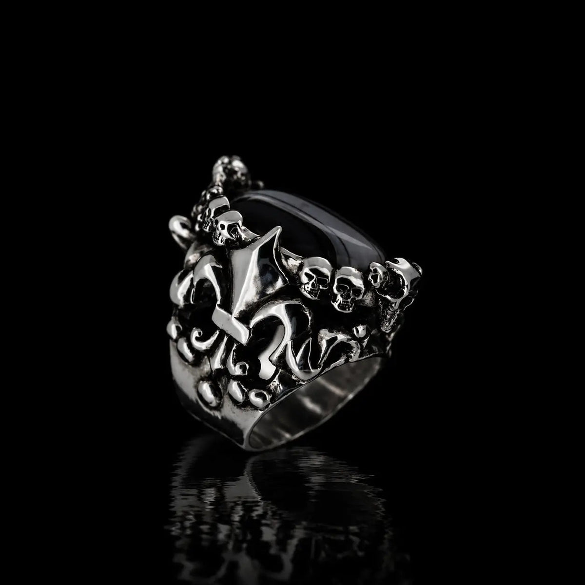 Fleur De Lis Ring - Victorian onyx - Curiouser Collective