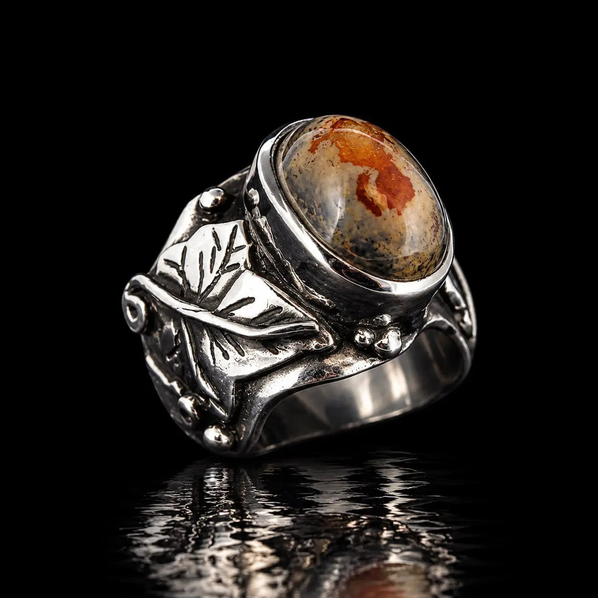 Ivy Leaf Ring - Mexican Fire Opal - Curiouser Collective