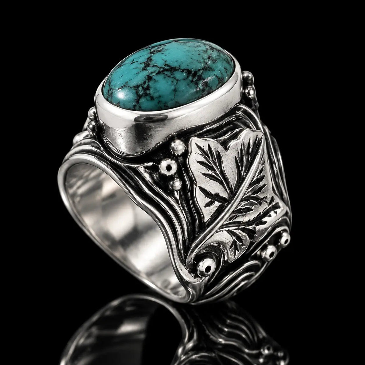 Ivy Leaf Ring Turquoise - Curiouser Collective