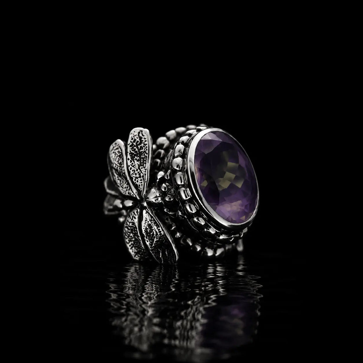 Large Dragonfly Ring - Amethyst - Curiouser Collective