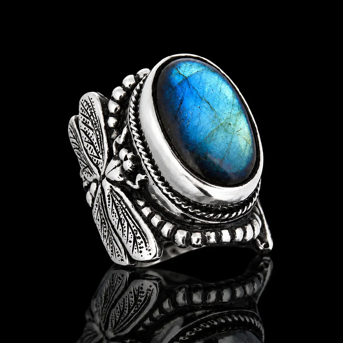 Large Dragonfly Ring - Labradorite - Curiouser Collective