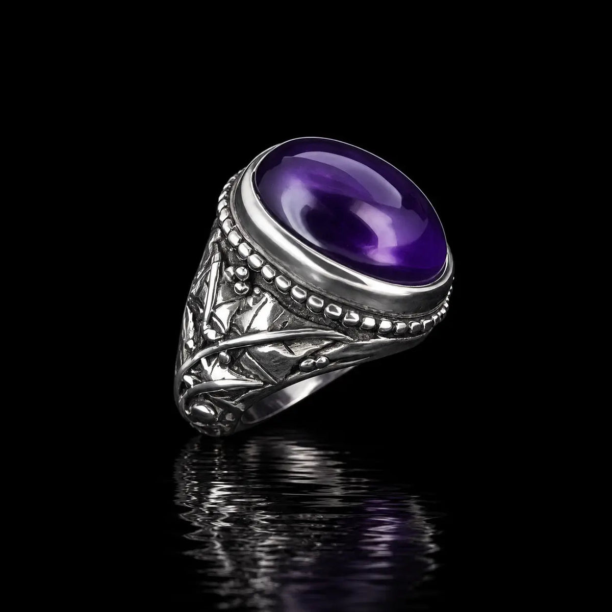 Large Ivy Leaf Ring - Amethyst - Curiouser Collective