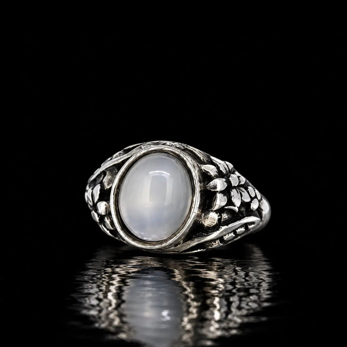 Leaf and Flower Moonstone Ring - Curiouser Collective
