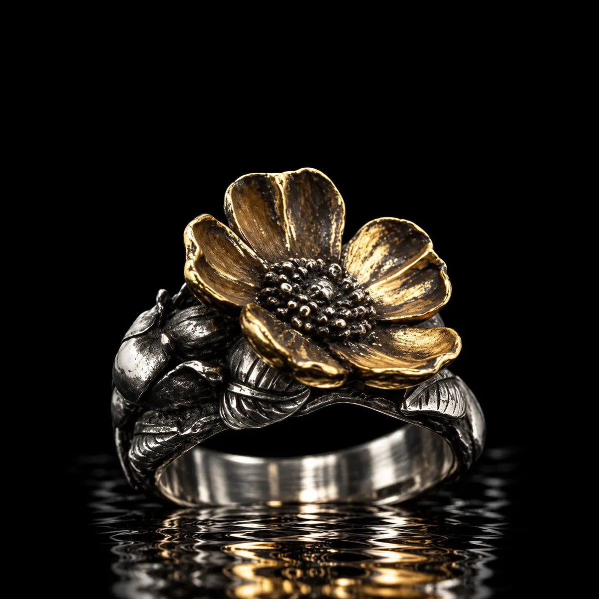 Poppy Ring - Gold Plated leafs - Curiouser Collective