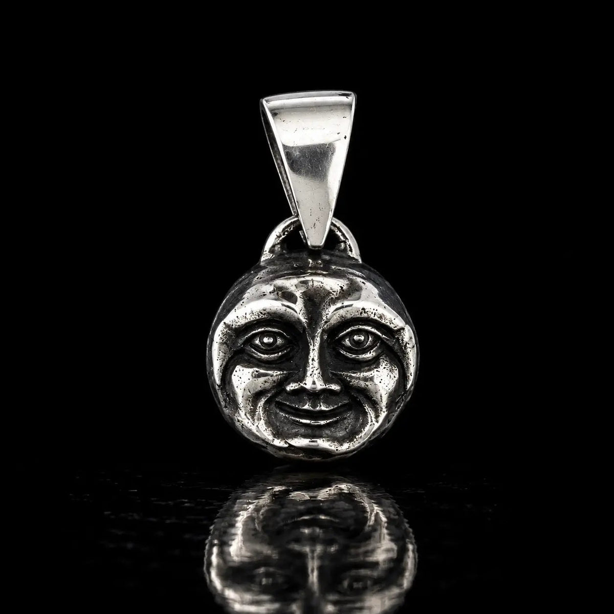 Round Moon Face Pendant - Curiouser Collective