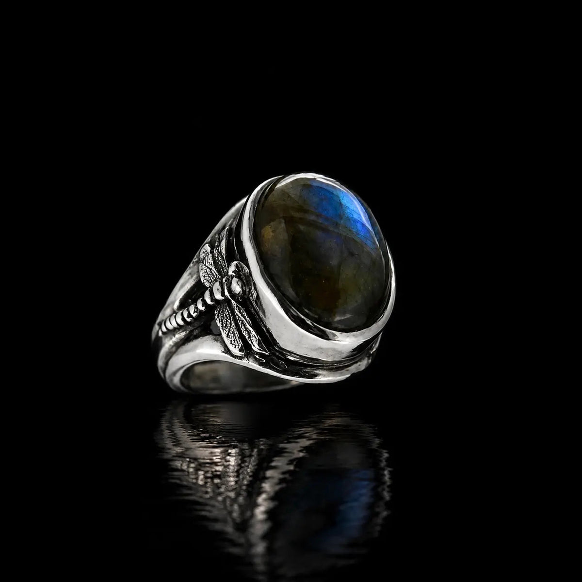 Small Dragonfly Ring - Labradorite - Curiouser Collective