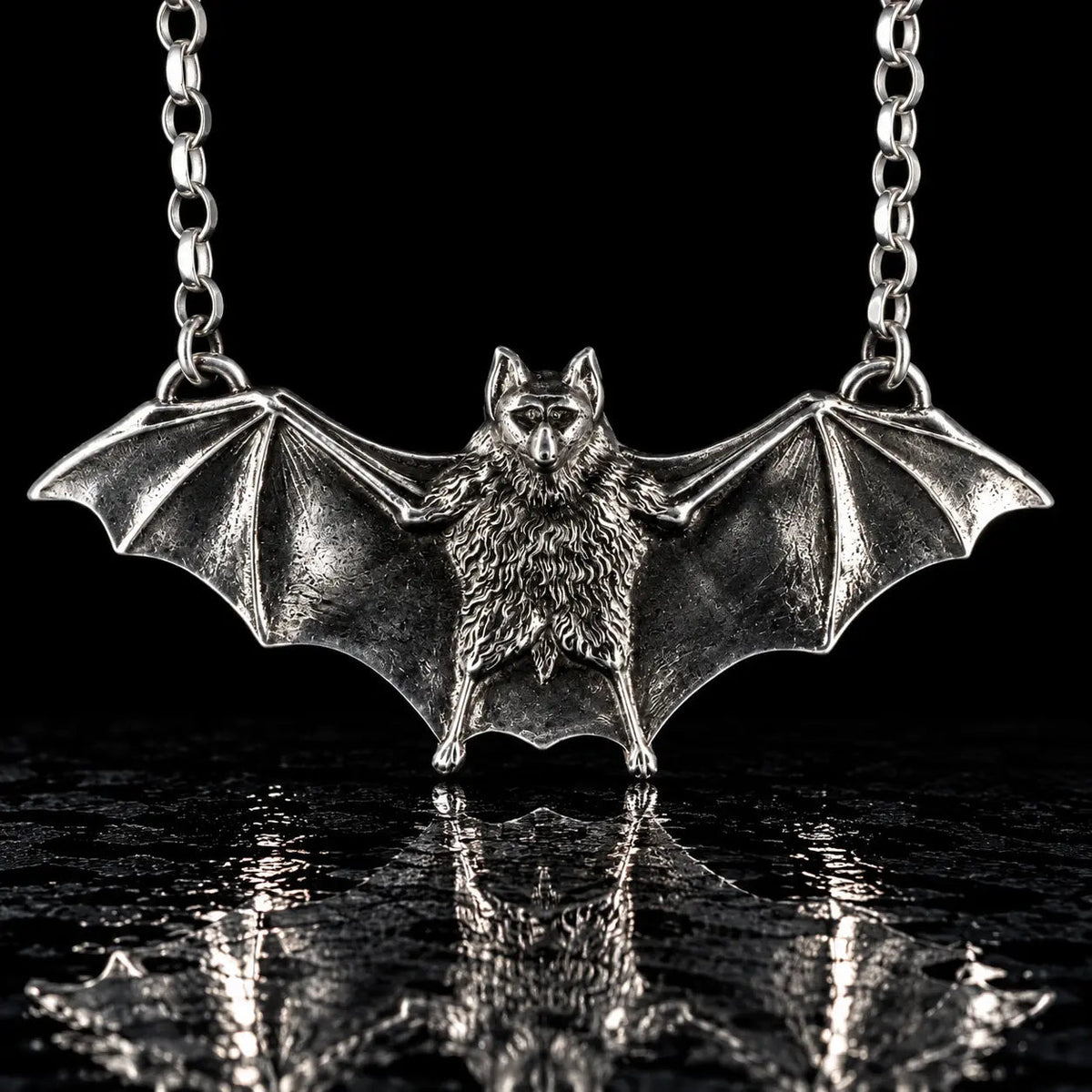 Solid Silver Bat Pendant – Unique Handcrafted Necklace - Curiouser Collective