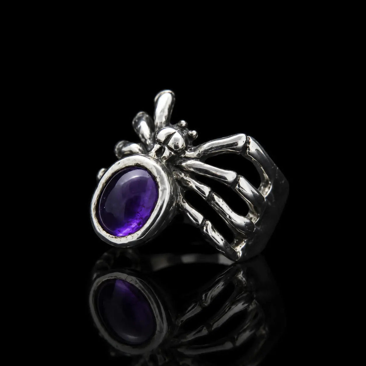 Spider Ring Set with an Amythest - Curiouser Collective